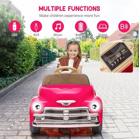 12V Kids Ride On Car, Licensed Chevrolet 3100 Pickup Battery Powered Electric Vehicle with Remote Control, Spring Suspension, Led Light and Music for Toddler Boys Girls 3-8 in Saudi Arabia