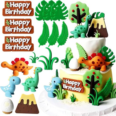 JeVenis Luxury Little Dinosaur Cake Decorations Dinosaur Cupcake Topper Little Dinosaur Cake Toppers for Birthday Baby Shower Party Supplies in Kuwait