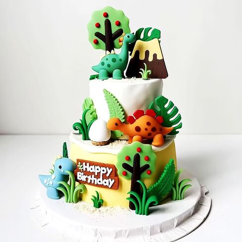 JeVenis Luxury Little Dinosaur Cake Decorations Dinosaur Cupcake Topper Little Dinosaur Cake Toppers for Birthday Baby Shower Party Supplies in Kuwait