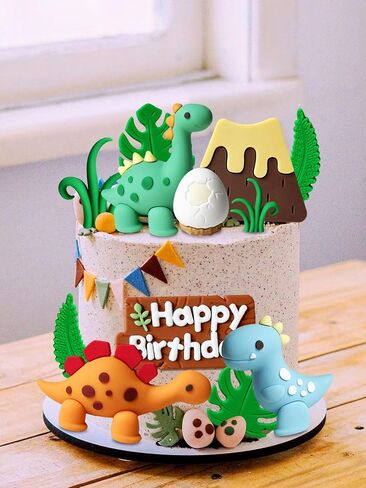 JeVenis Luxury Little Dinosaur Cake Decorations Dinosaur Cupcake Topper Little Dinosaur Cake Toppers for Birthday Baby Shower Party Supplies in Kuwait