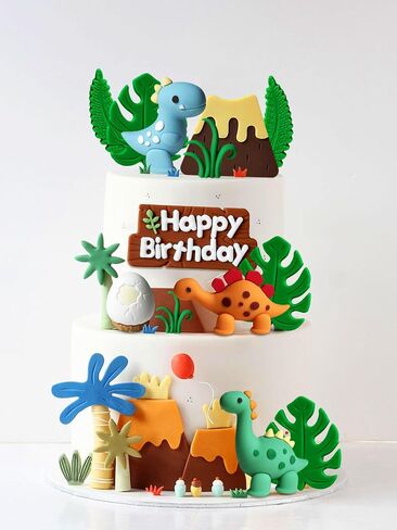 JeVenis Luxury Little Dinosaur Cake Decorations Dinosaur Cupcake Topper Little Dinosaur Cake Toppers for Birthday Baby Shower Party Supplies in Kuwait