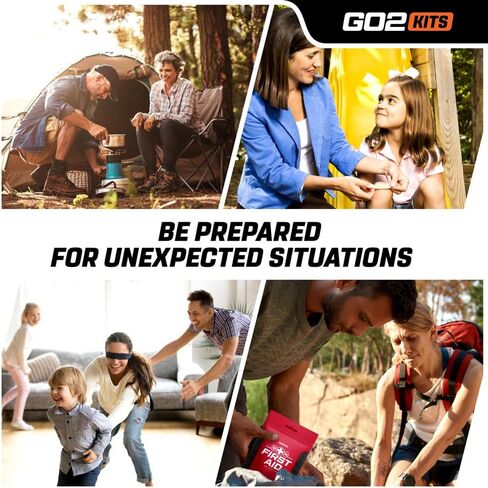 مجموعة الإسعافات الأولية Go2Kits المكونة من 54 قطعة تتميز بضمادات متنوعة ومناديل وأساسيات الإسعافات الأولية في مجموعات مدمجة قابلة لإعادة الاستخدام للمنزل والمكتب والسفر (عبوة واحدة) in Kuwait