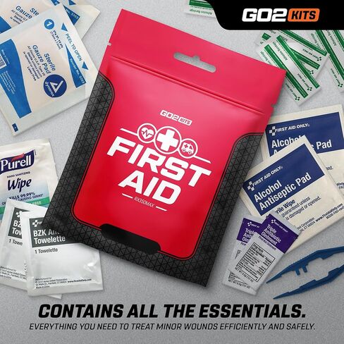 مجموعة الإسعافات الأولية Go2Kits المكونة من 54 قطعة تتميز بضمادات متنوعة ومناديل وأساسيات الإسعافات الأولية في مجموعات مدمجة قابلة لإعادة الاستخدام للمنزل والمكتب والسفر (عبوة واحدة) in Kuwait
