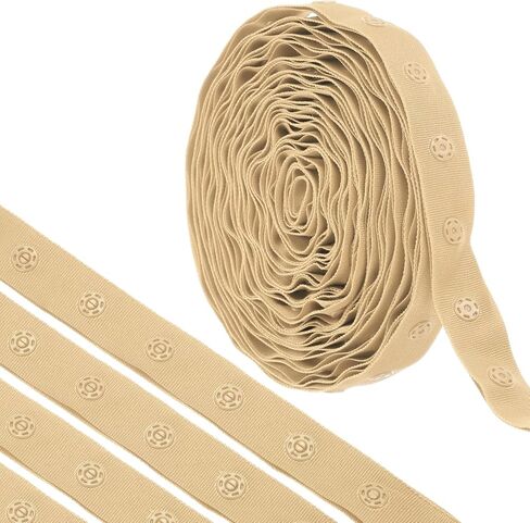MECCANIXITY 5 Yard Snap Button Tape for Sewing, Cotton Snap Button Trim Fastener Buckles Tape for Clothes Fabric DIY Craft, Cream White in Saudi Arabia