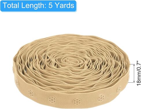 MECCANIXITY 5 Yard Snap Button Tape for Sewing, Cotton Snap Button Trim Fastener Buckles Tape for Clothes Fabric DIY Craft, Cream White in Saudi Arabia