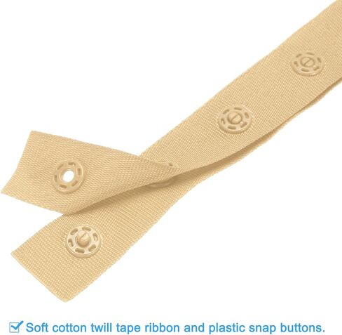 MECCANIXITY 5 Yard Snap Button Tape for Sewing, Cotton Snap Button Trim Fastener Buckles Tape for Clothes Fabric DIY Craft, Cream White in Saudi Arabia