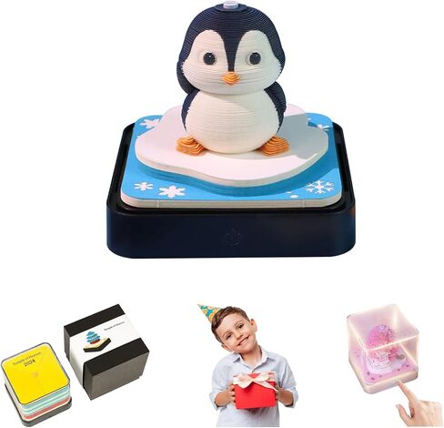 Atlodas Timepiece Calendar, 2025 Desk Calendar with LED Lights, 3D Memo Pad 3D Art Calendar Gift (2025, Penguin) in Saudi Arabia