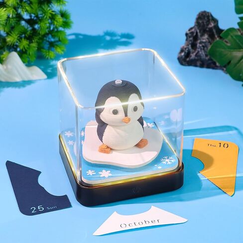 Atlodas Timepiece Calendar, 2025 Desk Calendar with LED Lights, 3D Memo Pad 3D Art Calendar Gift (2025, Penguin) in Saudi Arabia