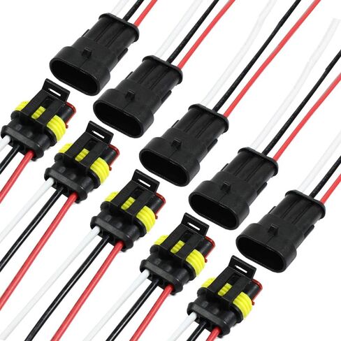 3 Pin Way Auto Waterproof Electrical Connector Pigtail With Wire 18 AWG Marine for Car Boat Ect.5 Pack in Saudi Arabia