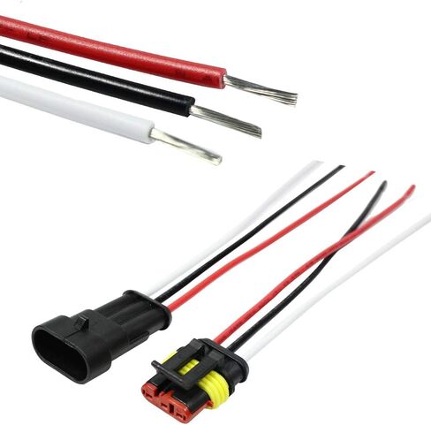 3 Pin Way Auto Waterproof Electrical Connector Pigtail With Wire 18 AWG Marine for Car Boat Ect.5 Pack in Saudi Arabia