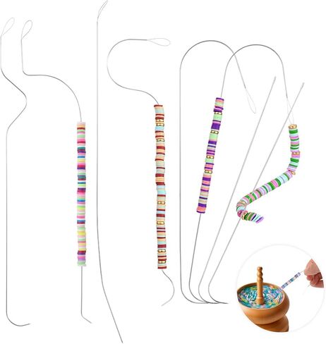 8 قطع إبر دوارة للخرز، إبر خرز للعين الكبيرة، إبرة خرز مقاومة للصدأ، إبر كبيرة على شكل حرف U، إبر خرز لصنع المجوهرات، سوار وقلادة، صناعة المجوهرات (إبرة) in Kuwait