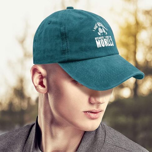 Baseball Caps I Hunt Mushrooms Because I Have No Morels Baseball Cap, Vintage Caps for Men Cyan Blue in Saudi Arabia