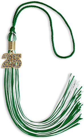Endea Graduation Mixed Double Color Tassel with Gold Bling Charm (Green/White, 2025) in Kuwait