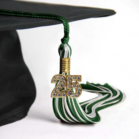 Endea Graduation Mixed Double Color Tassel with Gold Bling Charm (Green/White, 2025) in Kuwait