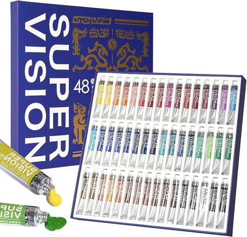 SUPER VISION Watercolor Paint Set Master Artist Grade, 48 Colors x 8ml Watercolor Paint Tubes, Professional Watercolors Made from Mineral Pigments and Gum Arabic in Kuwait