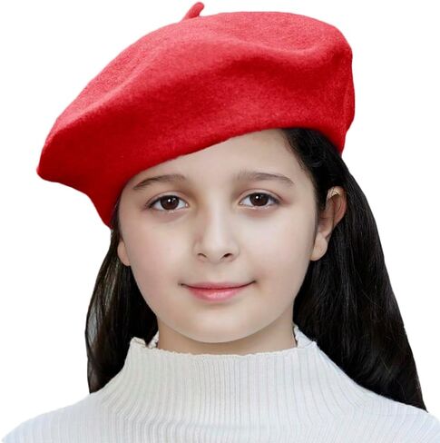 Kids Wool French Beret Hat, Classic Fashion Warm Solid Color Artist Beret Hat for Toddler Baby Girl in Saudi Arabia