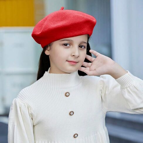 Kids Wool French Beret Hat, Classic Fashion Warm Solid Color Artist Beret Hat for Toddler Baby Girl in Saudi Arabia