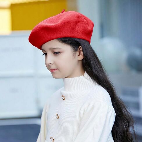 Kids Wool French Beret Hat, Classic Fashion Warm Solid Color Artist Beret Hat for Toddler Baby Girl in Saudi Arabia