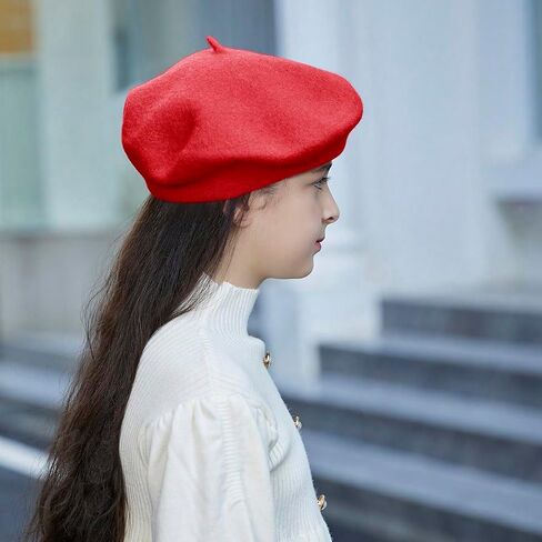 Kids Wool French Beret Hat, Classic Fashion Warm Solid Color Artist Beret Hat for Toddler Baby Girl in Saudi Arabia
