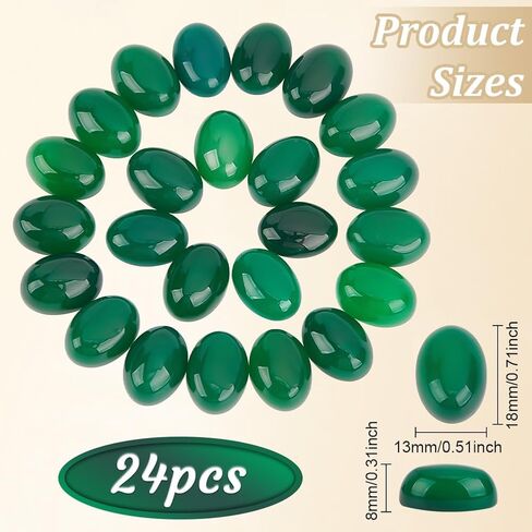 FINGERINSPIRE 24 قطعة كابوشون العقيق 18 × 13 × 8 مم كابوشون أحجار كريمة البحر الأخضر جوهرة مع خطوط طبيعية أحجار كبوشن بيضاوية مع ظهر مسطح بدون ثقب حجر كريستال للشفاء من أجل صناعة المجوهرات اليدوية بنفسك in Saudi Arabia