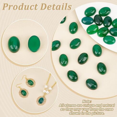 FINGERINSPIRE 24 قطعة كابوشون العقيق 18 × 13 × 8 مم كابوشون أحجار كريمة البحر الأخضر جوهرة مع خطوط طبيعية أحجار كبوشن بيضاوية مع ظهر مسطح بدون ثقب حجر كريستال للشفاء من أجل صناعة المجوهرات اليدوية بنفسك in Saudi Arabia