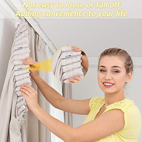 70 Pieces Slip on Drapery Hooks Metal Curtain Hooks Slip on Drapery Hook Pins for Window Curtain, Door Curtain and Shower Curtain (Silver) in Saudi Arabia