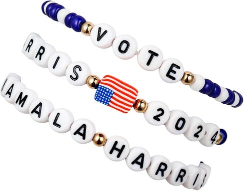 3Pcs/Set Handmade 2024 Kamala Harris Seed Beads Bracelets Merch Kamala Harris Merchandise Bracelet President Vote Campaign for Harris Supporter in Kuwait