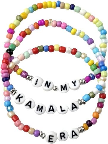 3Pcs/Set Handmade 2024 Kamala Harris Seed Beads Bracelets Merch Kamala Harris Merchandise Bracelet President Vote Campaign for Harris Supporter in Kuwait