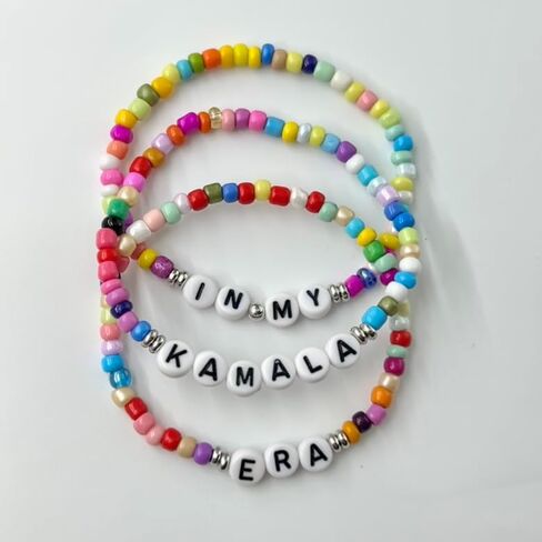3Pcs/Set Handmade 2024 Kamala Harris Seed Beads Bracelets Merch Kamala Harris Merchandise Bracelet President Vote Campaign for Harris Supporter in Kuwait