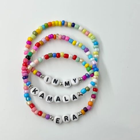 3Pcs/Set Handmade 2024 Kamala Harris Seed Beads Bracelets Merch Kamala Harris Merchandise Bracelet President Vote Campaign for Harris Supporter in Kuwait