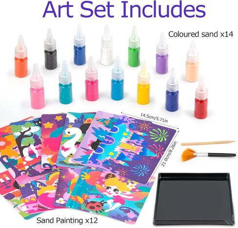 Sand Art Kits for Kids, Princess & Castle Painting Sand Kits for Girls, 14 Colored Sands kit - DIY Crafts Set for Girls and Boys Ages 4-8, Art Projects and Ideal Gifts for 8-12 in Saudi Arabia