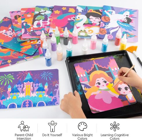 Sand Art Kits for Kids, Princess & Castle Painting Sand Kits for Girls, 14 Colored Sands kit - DIY Crafts Set for Girls and Boys Ages 4-8, Art Projects and Ideal Gifts for 8-12 in Saudi Arabia