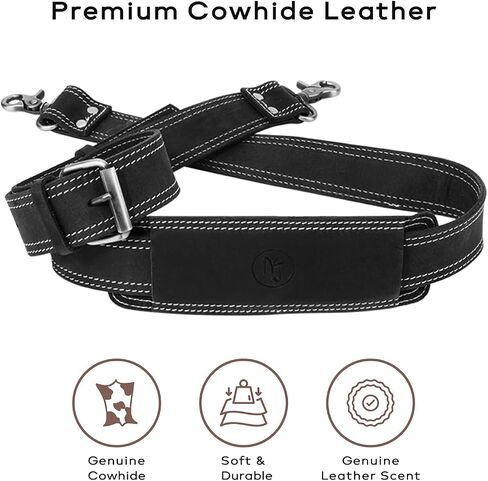 حزام حقيبة جلدي من NJ Leatherworks، حزام كتف بديل قابل للتعديل مع خطافات دوارة عالمية لحقائب المراسلة/الكمبيوتر المحمول in Saudi Arabia