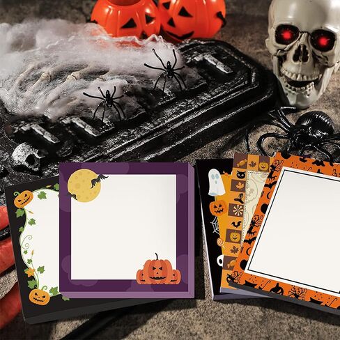 9 Pieces Halloween Sticky Note Self-Adhesive Halloween Note Pads with Spider Pumpkin Bat Eyeball Halloween Memo Notes for Halloween School Office Home Students Teachers Presents 50 Sheets Each in Saudi Arabia