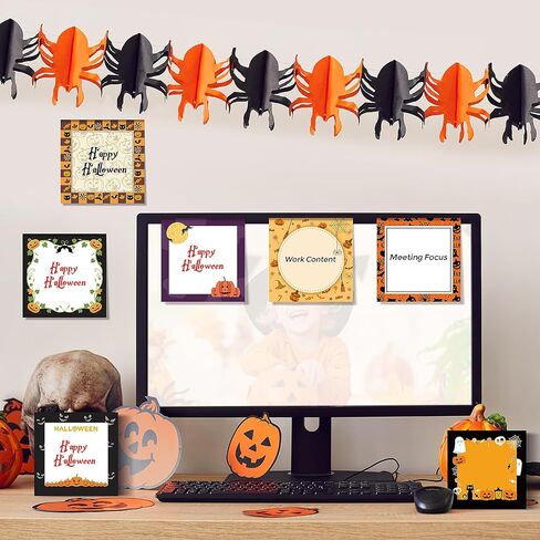 9 Pieces Halloween Sticky Note Self-Adhesive Halloween Note Pads with Spider Pumpkin Bat Eyeball Halloween Memo Notes for Halloween School Office Home Students Teachers Presents 50 Sheets Each in Saudi Arabia