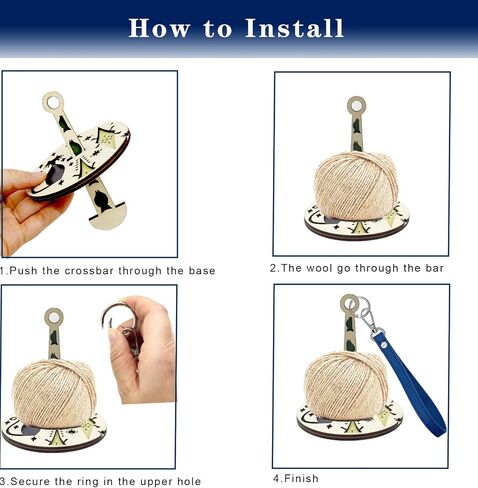 Portable Wrist Yarn Holder, Wood Wrist Yarn Ball Holder for Crocheting Knitting,Yarn Holder with Leather Wristband Yarn Minder Crochet Gift for Crafters in Saudi Arabia