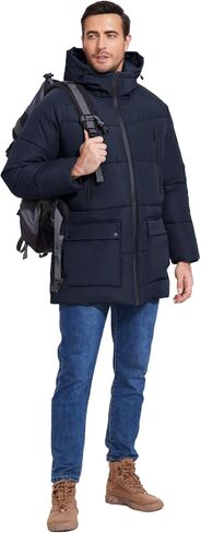 Flygo Men's Long Parka Winter Coats Hooded Puffer Jacket Heavy Warm Water-Resistant Outerwear Cold Weather in Kuwait