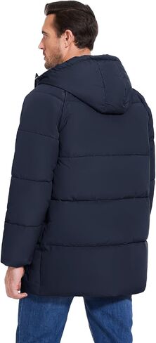 Flygo Men's Long Parka Winter Coats Hooded Puffer Jacket Heavy Warm Water-Resistant Outerwear Cold Weather in Kuwait