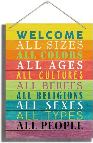 ديكور جداري ملهم، لافتات خشبية معلقة مزخرفة، علامة ترحيب ريفية، ديكور مزرعة للباب الأمامي، ديكور غرفة المعيشة، هدية ديكور جدار المكتب المنزلي، لافتة فنية جدارية للترحيب بجميع الأشخاص in Kuwait