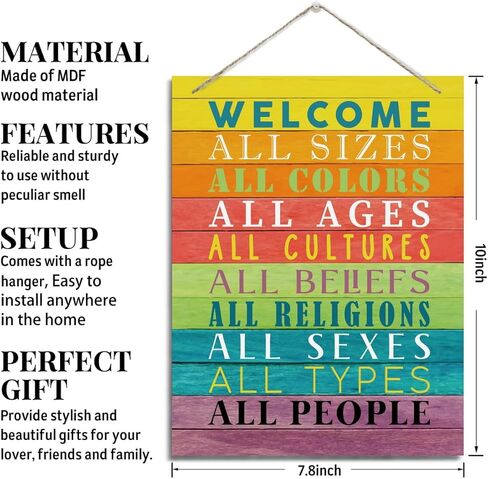 ديكور جداري ملهم، لافتات خشبية معلقة مزخرفة، علامة ترحيب ريفية، ديكور مزرعة للباب الأمامي، ديكور غرفة المعيشة، هدية ديكور جدار المكتب المنزلي، لافتة فنية جدارية للترحيب بجميع الأشخاص in Kuwait