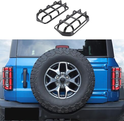 غطاء إضاءة خلفي من Jimen for Bronco، واقي الضوء الخلفي متوافق مع Ford Bronco 2021-2024 (ألياف الكربون) in Saudi Arabia