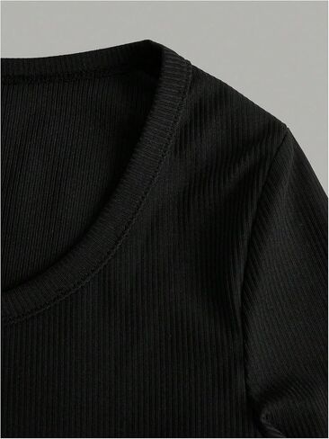 SOLY HUX Girl's Long Sleeve Crop Tops T Shirts 2 Piece Casual Ribbed Knit Round Neck Fitted Basic Tees Clothes in Saudi Arabia