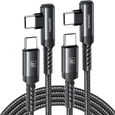 كابل شاحن toocki USB C إلى USB C (10 أقدام، 2 حزمة)، سلك كابل شحن من النوع C 60 وات، زاوية يمين شحن سريع USBC إلى كابل USBC لهاتف iPhone 15 Plus/Pro Max/iPad Pro/Air/MacBook/Samsung S23/Note 20 in Kuwait