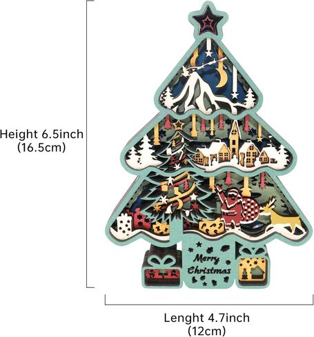 FNYDOX LED Christmas Decorations, Wooden Christmas Tree Statue for Presents, Christmas Tree Figurine for Gifts, Modern Christmas Tree Sculpture Decor Wall Art, Original Craft Christmas Tree Ornament in Saudi Arabia