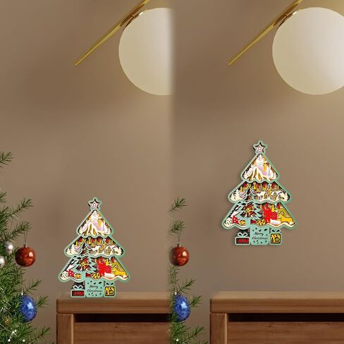 FNYDOX LED Christmas Decorations, Wooden Christmas Tree Statue for Presents, Christmas Tree Figurine for Gifts, Modern Christmas Tree Sculpture Decor Wall Art, Original Craft Christmas Tree Ornament in Saudi Arabia