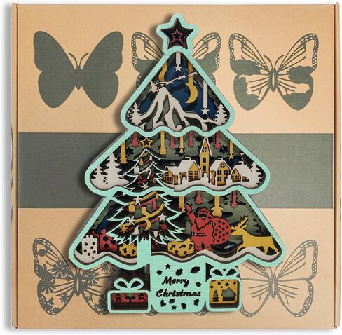 FNYDOX LED Christmas Decorations, Wooden Christmas Tree Statue for Presents, Christmas Tree Figurine for Gifts, Modern Christmas Tree Sculpture Decor Wall Art, Original Craft Christmas Tree Ornament in Saudi Arabia