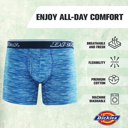 Dickies Mens Underwear 6 Pack Boxers for Men Breathable Cotton Boxer Briefs in Saudi Arabia