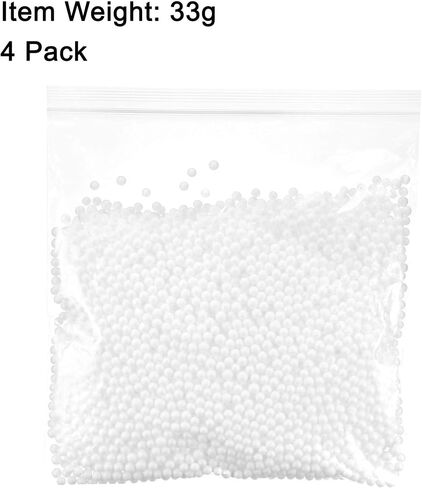 uxcell 4 Packs 0.1" White Mini Polystyrene Foam Beads Ball Round for the Arts, DIY Crafts, Party Decorations, Fillings of Vase Pillow in Saudi Arabia
