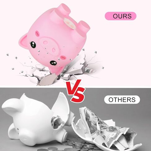 Piggy Bank for Kids Girls, Unbreakable Money Saving Bank with Flower Alphbet Sticker to DIY Piggy Money Bank in Saudi Arabia
