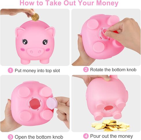 Piggy Bank for Kids Girls, Unbreakable Money Saving Bank with Flower Alphbet Sticker to DIY Piggy Money Bank in Saudi Arabia